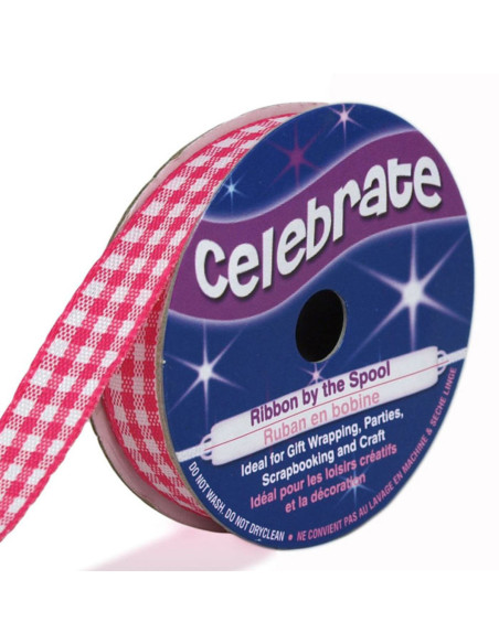 Vichy-Band Celebrate fuchsia -15 mm x 4 Meter