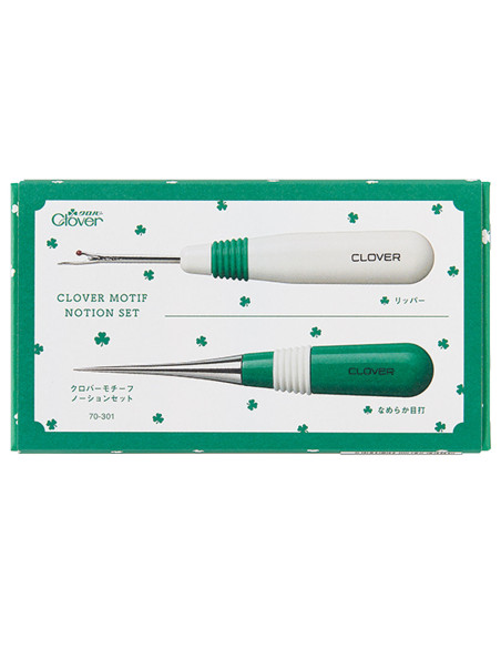 Coffret d´outils de couture Clover - Poinçon et découseur motif trèfle