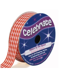 Vichy-Karo-Band Celebrate orange -15 mm x 4 Meter