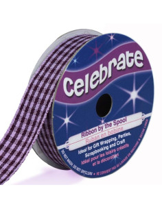 Vichy-Karo-Band Celebrate violett - 15 mm x 4 Meter