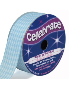 Vichy-Karo-Band Celebrate hellblau - 20 mm x 4 Meter