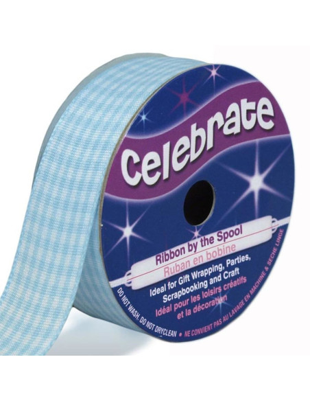 Vichy-Karo-Band Celebrate hellblau - 20 mm x 4 Meter