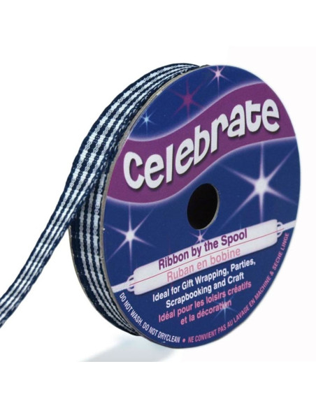 Vichy-Karo-Band Celebrate marineblau - 6 mm x 5 Meter