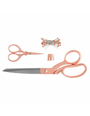 Näh- und Stickscheren-Set, Fingerhut und Stecknadeln - Roségold