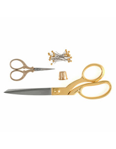 Näh- und Stickscheren-Set, Fingerhut und Nadeln - Gold 2