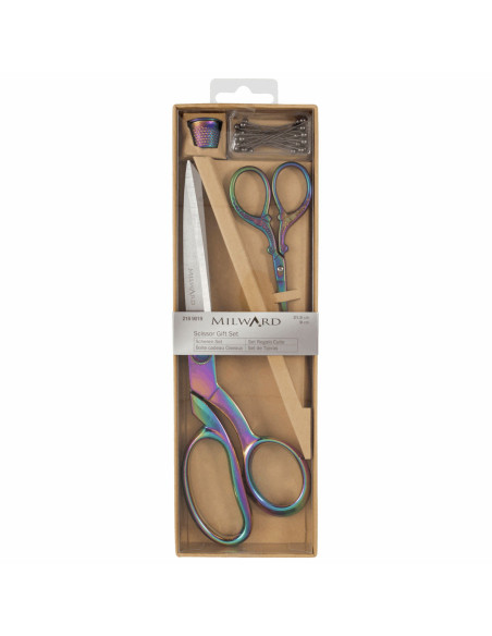 Näh- und Stickscheren-Set, Fingerhut und Nadeln - Regenbogen