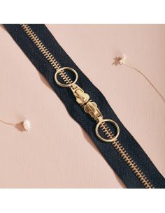 Doppelreißverschluss Gold und Night 40 cm - Atelier Brunette