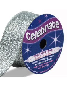 Metallisiertes Band Celebrate Silber - 26 mm x 4 Meter