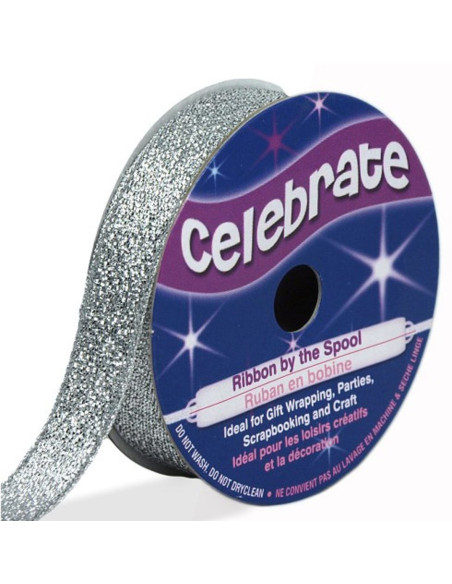 Metallisiertes Band Celebrate Silber - 13 mm x 5 Meter