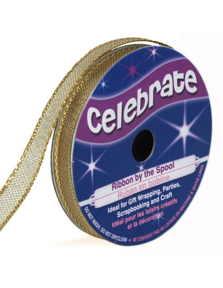Metallisiertes Band Celebrate mit goldener Kante - 7 mm x 6 Meter