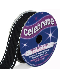 Celebrate schwarzes gepunktetes Ripsband - 15 mm x 4 m