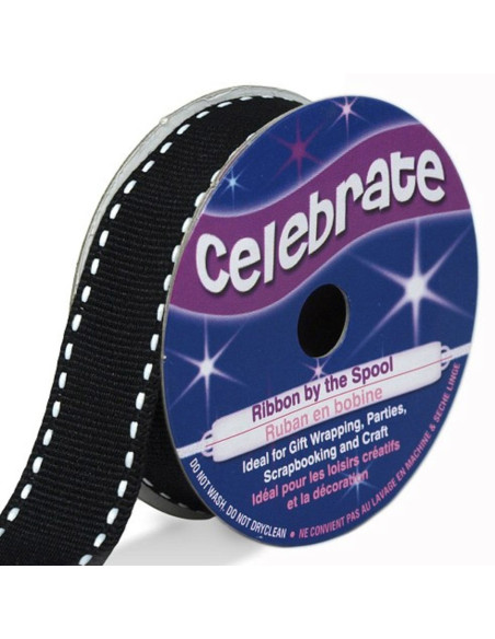Celebrate schwarzes gepunktetes Ripsband - 15 mm x 4 m