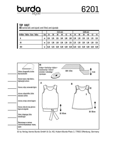 Top-Schnittmuster - Burda 6201