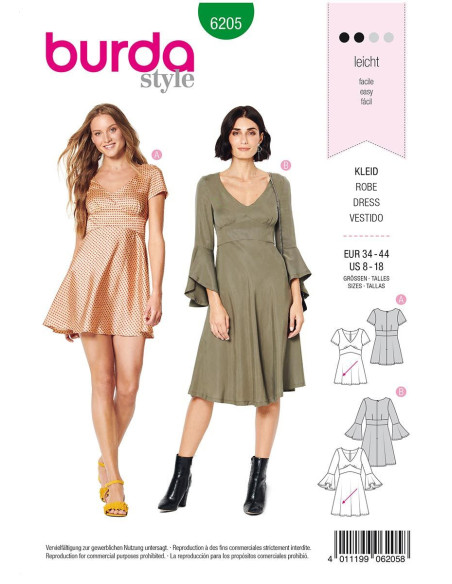 Kleid Schnittmuster - Burda 6205
