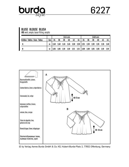 Blusenschnittmuster - Burda 6227