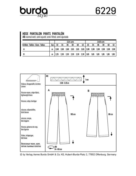 Hosenmuster - Burda 6229