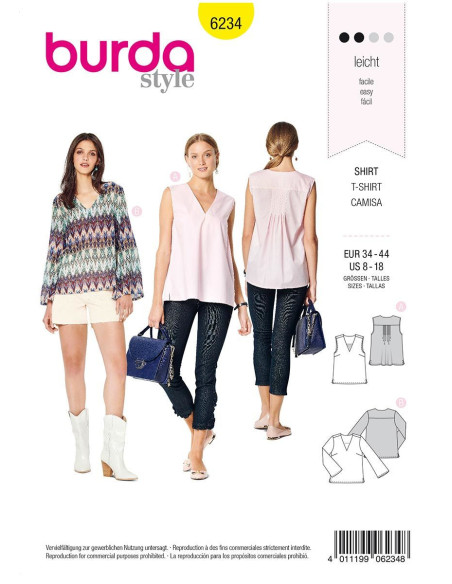 Blusenschnittmuster - Burda 6234