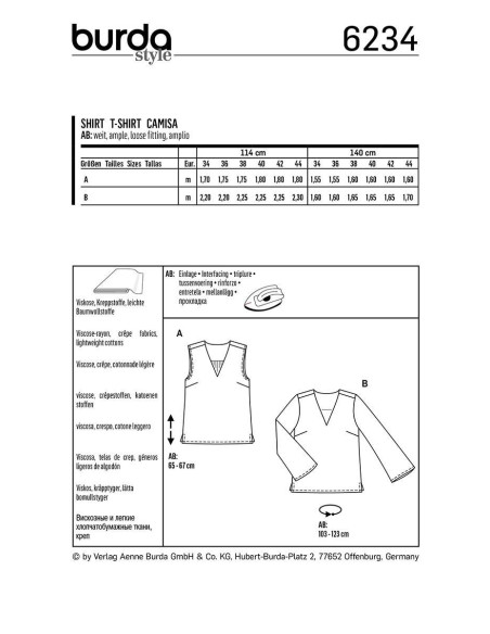 Blusenschnittmuster - Burda 6234