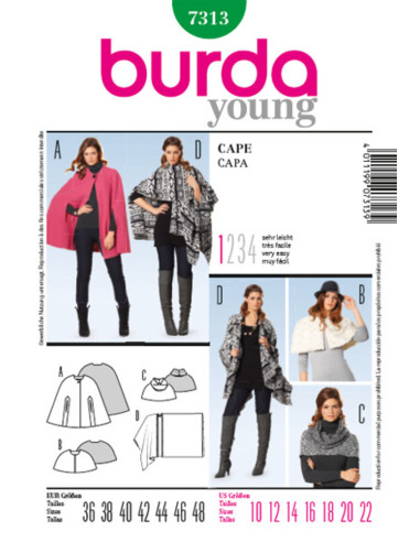 Umhangschnittmuster - Burda 7313