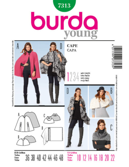 Umhangschnittmuster - Burda 7313