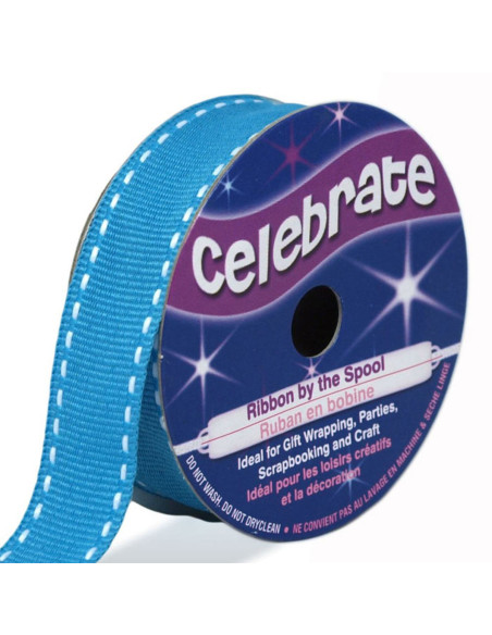 Grosgrainband Celebrate türkisblau gepunktet - 15 mm x 4 m