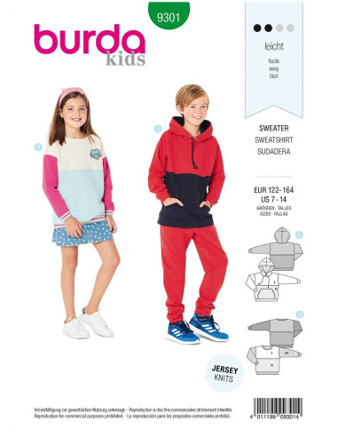 Sweatshirt-Schnittmuster - Burda 9301