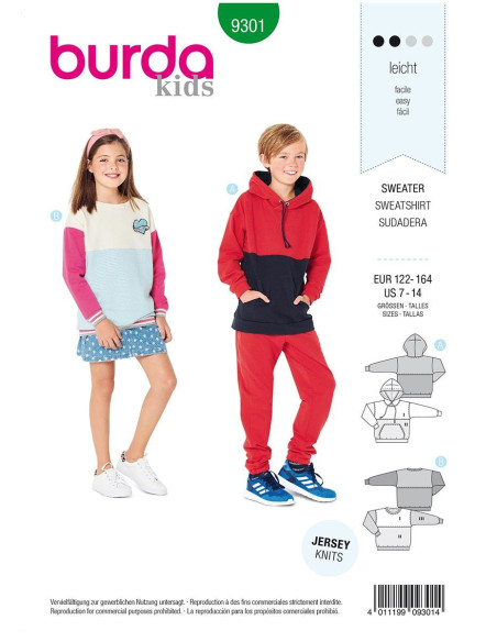 Sweatshirt-Schnittmuster - Burda 9301