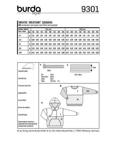 Sweatshirt-Schnittmuster - Burda 9301