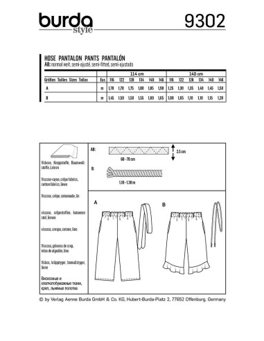 Hosenmuster - Burda 9302