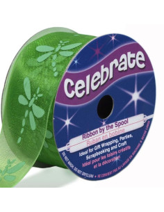 Organza-Band Celebrate grüne Libelle - 25 mm x 3 m
