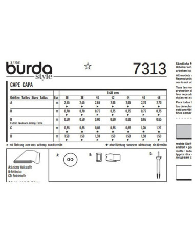 Umhangschnittmuster - Burda 7313