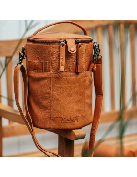 Ledertasche für Strickzubehör Muud Saturn XL - Whisky