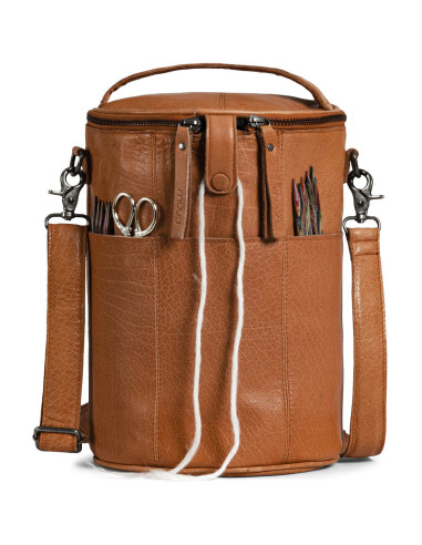Ledertasche für Strickzubehör Muud Saturn XL - Whisky