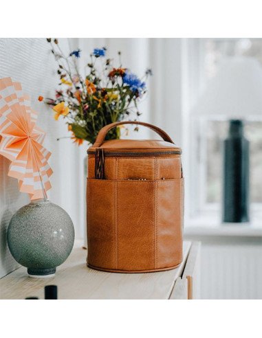 Ledertasche für Strickzubehör Muud Saturn XL - Whisky