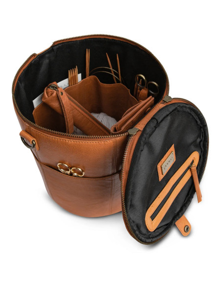 Ledertasche für Strickzubehör Muud Saturn XL - Whisky