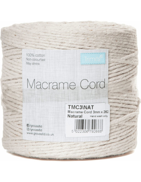 Makramee-Baumwollkordel 3 mm natur