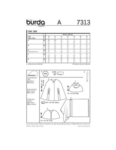 Umhangschnittmuster - Burda 7313