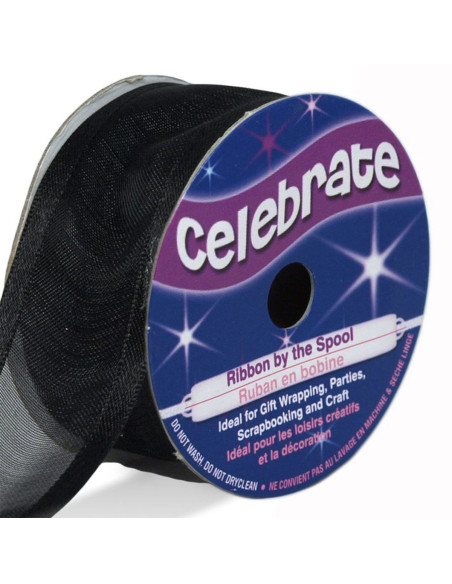 Organza-Band Celebrate schwarz - 25 mm x 4 m