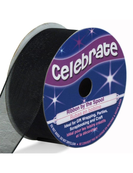 Organza-Band Celebrate schwarz - 20 mm x 5 m