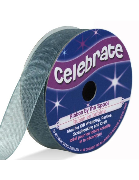Organza-Band Celebrate grau - 12 mm x 6 m