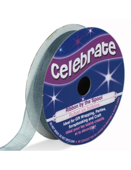Organza-Band Celebrate grau - 9 mm x 8 m