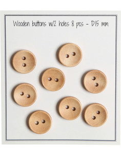 Paket mit 8 tiefen Holzknöpfen 15 mm