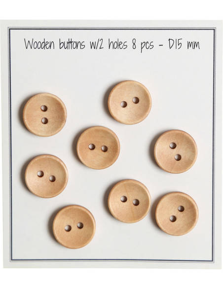 Paket mit 8 tiefen Holzknöpfen 15 mm
