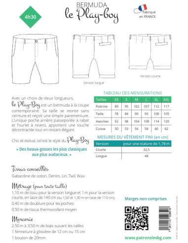 Herren-Bermuda-Schnittmuster Le Playboy - Les BG