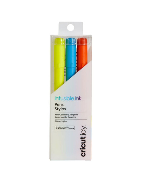 Gelbe, blaue und orange Infusible Ink Stifte Cricut Joy