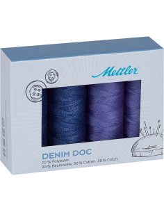 Set mit 4 Nähfäden Denim Mettler