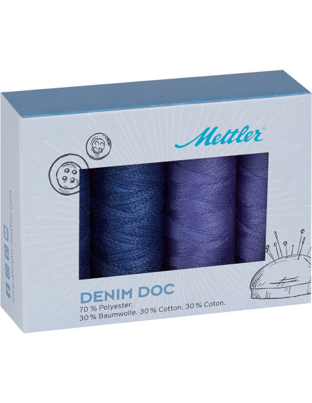 Set mit 4 Nähfäden Denim Mettler