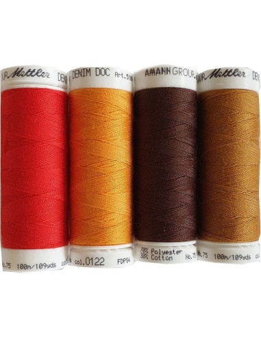 Set mit 4 Nähfäden Denim Terra Mettler