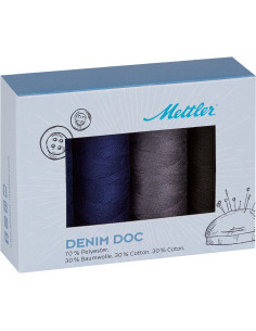 Set mit 4 dunkelblauen Denim-Nähgarnen von Mettler