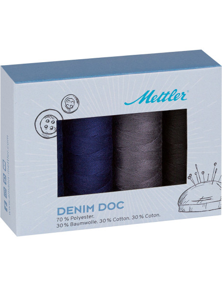 Set mit 4 dunkelblauen Denim-Nähgarnen von Mettler